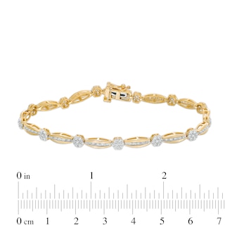 1.00 CT. T.W. Diamond Flower Station Line Bracelet in 10K Gold|Peoples Jewellers