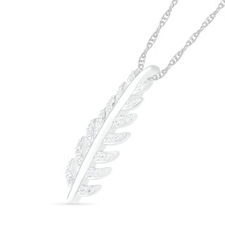 Lab-Created White Sapphire Feather Pendant in Sterling Silver|Peoples Jewellers