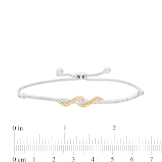 0.25 CT. T.W. Diamond Bar with Overlay Bolo Bracelet in 10K Two-Tone Gold - 9.5"|Peoples Jewellers