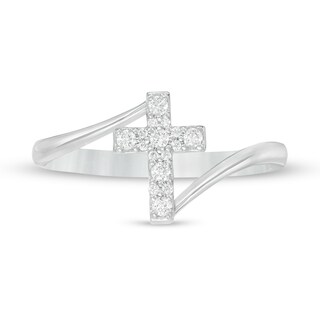 0.12 CT. T.W. Diamond Cross Bypass Ring in Sterling Silver|Peoples Jewellers