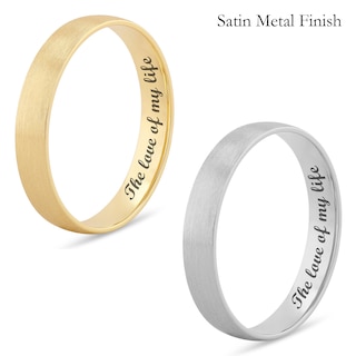 4.0mm Engravable Semi Comfort-Fit Low Dome Wedding Band in 10K White, Yellow or Rose Gold (1 Line)|Peoples Jewellers