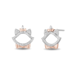 Disney Treasures Aristocats 0.085 CT. T.W. Diamond Marie Outline Stud Earrings in Sterling Silver and 10K Rose Gold|Peoples Jewellers