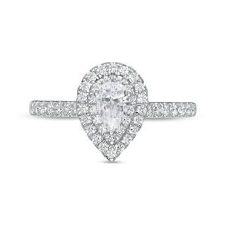 0.80 CT. T.W. Pear-Shaped Diamond Double Frame Engagement Ring in 10K White Gold (I/I2)|Peoples Jewellers