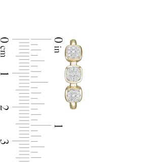 0.25 CT. T.W. Composite Cushion Diamond Linear Three Stone Hoop Earrings in 10K Gold|Peoples Jewellers