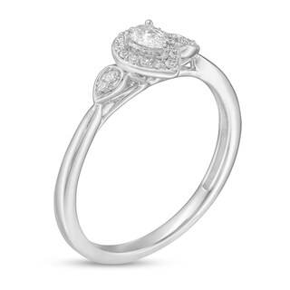 0.16 CT. T.W. Pear-Shaped Diamond Frame Promise Ring in 10K White Gold|Peoples Jewellers