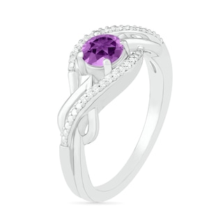 5.0mm Amethyst and 0.04 CT. T.W. Diamond Layered Infinity Braid Ring in Sterling Silver|Peoples Jewellers