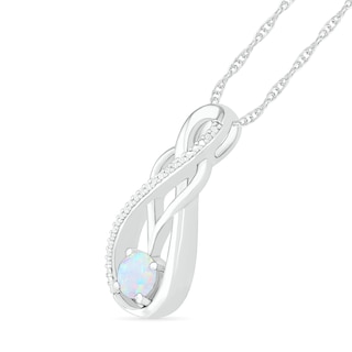 Lab-Created Opal and 0.04 CT. T.W. Diamond Overlay Infinity Pendant in Sterling Silver|Peoples Jewellers
