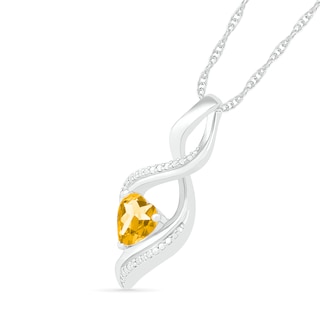 Heart-Shaped Citrine and Diamond Accent Infinity Flame Pendant in Sterling Silver|Peoples Jewellers