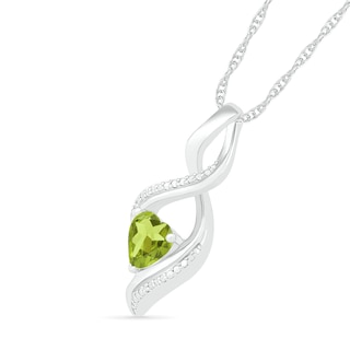 Heart-Shaped Peridot and Diamond Accent Infinity Flame Pendant in Sterling Silver|Peoples Jewellers