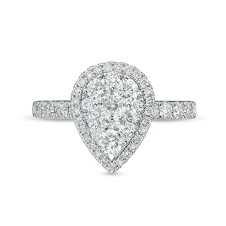 1.25 CT. T.W. Composite Diamond Pear-Shaped Frame Engagement Ring in 10K White Gold|Peoples Jewellers