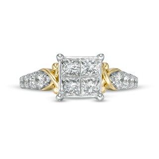 1.50 CT. T.W. Quad Princess-Cut Diamond "X" Shank Engagement Ring in 10K Gold|Peoples Jewellers