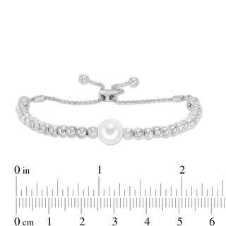 IMPERIAL® 8.0-9.0mm Freshwater Cultured Pearl and Ball Bolo Bracelet in Sterling Silver-11"|Peoples Jewellers