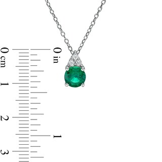 Lab-Created Emerald and White Sapphire Tri-Top Pendant and Stud Earrings Set in Sterling Silver|Peoples Jewellers