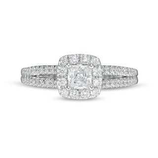 Peoples Private Collection 1.00 CT. T.W. Certified Princess-Cut Diamond Frame Engagement Ring in 14K White Gold (F/I1)|Peoples Jewellers