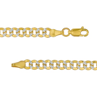 4.7mm Diamond-Cut Curb Chain Necklace in Hollow 14K Two-Tone Gold - 18"|Peoples Jewellers