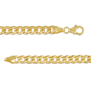 Men's 5.6mm Diamond-Cut Cuban Curb Chain Bracelet in Hollow 14K Gold - 8.5"|Peoples Jewellers