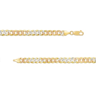 Men's 7.0mm Diamond-Cut Curb Chain Necklace in Solid 14K Tri-Tone Gold - 22"|Peoples Jewellers
