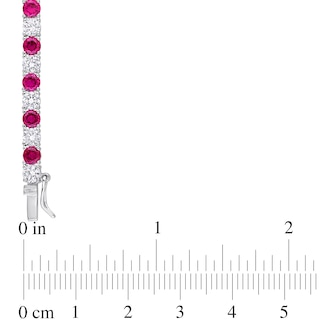 4.0mm Lab-Created Ruby and White Sapphire Alternating Tennis Necklace in Sterling Silver - 17"|Peoples Jewellers