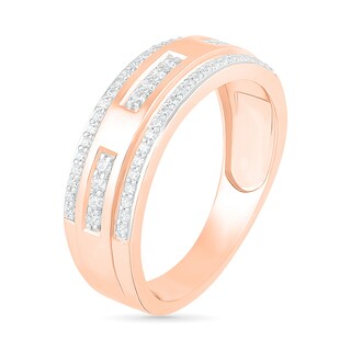 Men's 0.37 CT. T.W. Diamond Edge Wedding Band in 10K Rose Gold|Peoples Jewellers