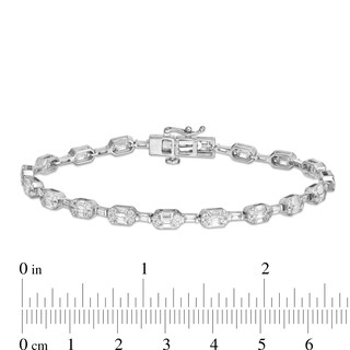 3.00 CT. T.W. Baguette and Round Diamond Alternating Bracelet in 10K White Gold - 7.25"|Peoples Jewellers