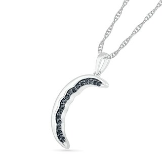 0.086 CT. T.W. Black Enhanced Diamond Crescent Moon Pendant in Sterling Silver|Peoples Jewellers