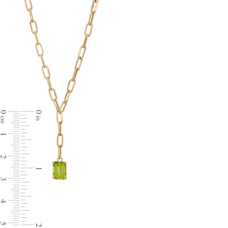 Emerald-Cut Peridot Solitaire and Paper Clip Chain "Y" Necklace in 10K Gold|Peoples Jewellers