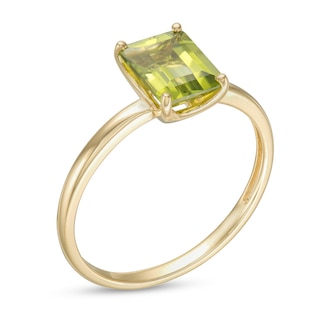 Emerald-Cut Peridot Solitaire Ring in 10K Gold|Peoples Jewellers
