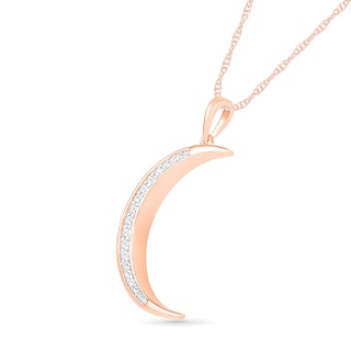 0.085 CT. T.W. Diamond Crescent Moon Pendant in 10K Rose Gold|Peoples Jewellers