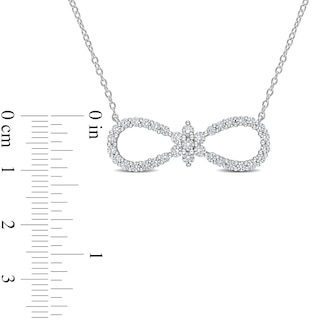 White Lab-Created Sapphire Infinity with Flower Necklace in Sterling Silver