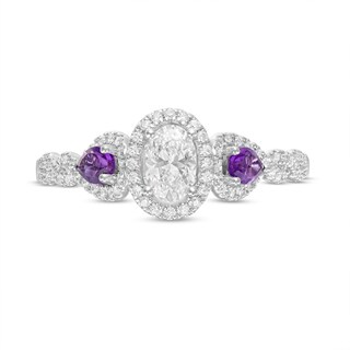Enchanted Disney Rapunzel 0.69 CT. T.W. Oval Diamond and Rose de France Amethyst Engagement Ring in 14K Two-Tone Gold|Peoples Jewellers