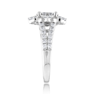 1.50 CT. T.W. Multi-Diamond Floral Frame Split Shank Engagement Ring in 14K White Gold|Peoples Jewellers