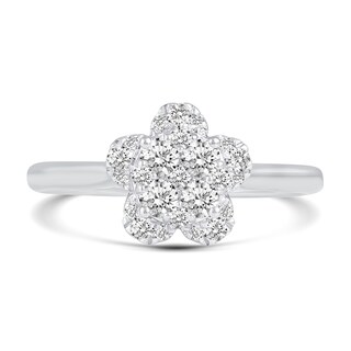 0.50 CT. T.W. Multi-Diamond Flower Ring in 14K White Gold|Peoples Jewellers