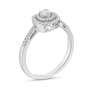 0.29 CT. T.W. Diamond Double Cushion Frame Engagement Ring in 10K Gold|Peoples Jewellers