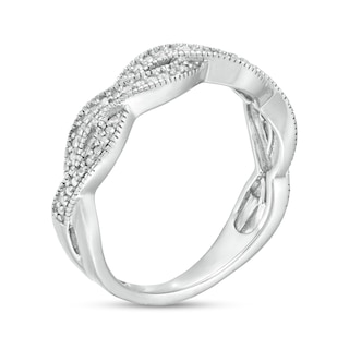 0.04 CT. T.W. Diamond Vintage-Style Twist Shank Anniversary Band in Sterling Silver|Peoples Jewellers