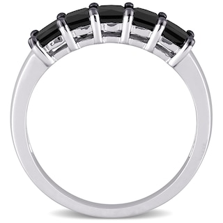 1.25 CT. T.W. Black Enhanced Princess-Cut Diamond Five Stone Anniversary Band in 10K White Gold|Peoples Jewellers