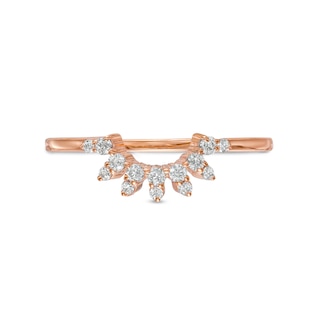 0.145 CT. T.W. Diamond Sunburst Contour Anniversary Band in 10K Rose Gold|Peoples Jewellers