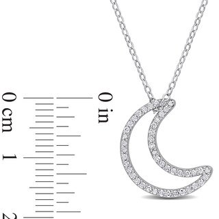 0.20 CT. T.W. Diamond Crescent Moon Outline Pendant in Sterling Silver|Peoples Jewellers