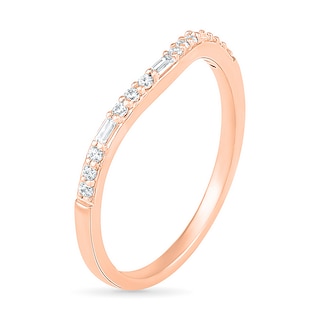0.18 CT. T.W. Baguette and Round Diamond Contour Anniversary Band in 10K Rose Gold|Peoples Jewellers
