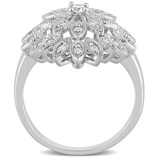 0.33 CT. T.W. Composite Diamond Vintage-Style Flower Ring in Sterling Silver|Peoples Jewellers