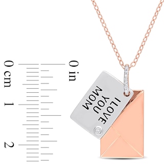 Diamond Accent "I LOVE YOU MOM" Letter Pendant in Sterling Silver with Rose Rhodium Plate|Peoples Jewellers