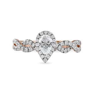 0.75 CT. T.W. Pear-Shaped Diamond Frame Twist Shank Engagement Ring in 10K Rose Gold (I/I1)|Peoples Jewellers