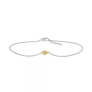 0.04 CT. T.W. Composite Teardrop Anklet in Sterling Silver and 10K Gold – 10"|Peoples Jewellers