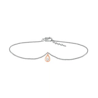0.04 CT. Diamond Solitaire Teardrop Anklet in Sterling Silver and 10K Rose Gold – 10"|Peoples Jewellers