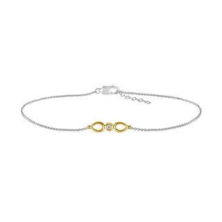 Diamond Accent Solitaire Double Teardrop Anklet in Sterling Silver and 10K Gold – 10"|Peoples Jewellers