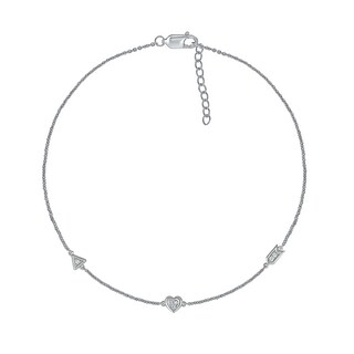 0.04 CT. T.W. Diamond Heart Arrow Anklet in Sterling Silver – 10"|Peoples Jewellers