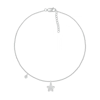 Diamond Accent Flower Anklet in Sterling Silver – 10"|Peoples Jewellers