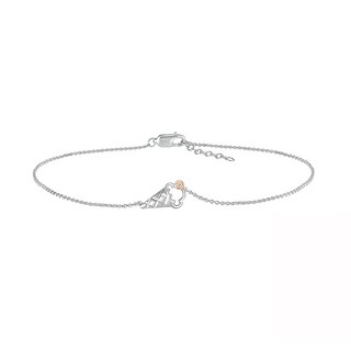 Diamond Accent Solitaire Ice Cream Cone Anklet in Sterling Silver and 10K Rose Gold – 10"|Peoples Jewellers