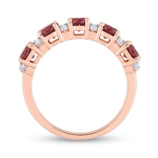 4.0mm Garnet and White Topaz Duo Five Stone Alternating Stackable Band in Sterling Silver with Rose Rhodium|Peoples Jewellers