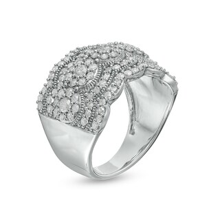 1.45 CT. T.W. Multi-Diamond Art Deco Vintage-Style Anniversary Band in Sterling Silver|Peoples Jewellers