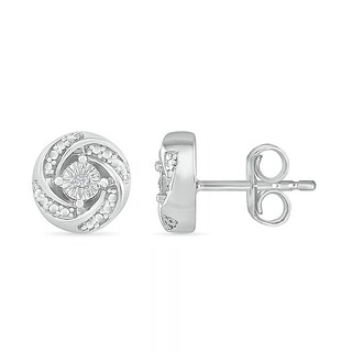 Diamond Accent Spiral Stud Earrings in Sterling Silver|Peoples Jewellers
